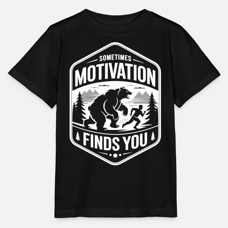 Maillot de course avec ours - la motivation vous trouve ! - T-shirt bio MINI CREATOR Stanley/Stella Enfant - noir