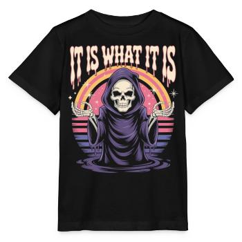 Grim Reaper Chemise Rétro Dicton - T-shirt bio MINI CREATOR Stanley/Stella Enfant - noir - Devant - Mikhail (115cm)