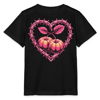Cœur de fil de fer avec citrouilles - T-shirt bio MINI CREATOR Stanley/Stella Enfant - noir - Devant - Mikhail (115cm)