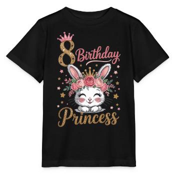 8 ans d’anniversaire fille princesse lapin - T-shirt bio MINI CREATOR Stanley/Stella Enfant - noir - Devant - Mikhail (115cm)
