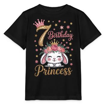 Chemise Princesse Lapin 7ème Anniversaire - T-shirt bio MINI CREATOR Stanley/Stella Enfant - noir - Devant - Mikhail (115cm)