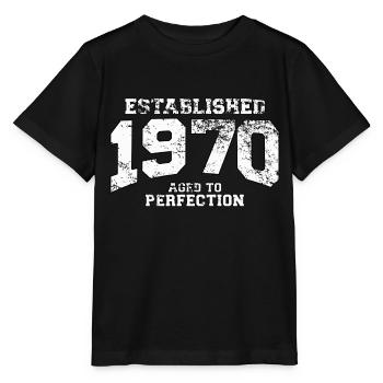established 1970 - aged to perfection (fr) - T-shirt bio MINI CREATOR Stanley/Stella Enfant - noir - Devant - Mikhail (115cm)