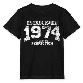 established 1974 - aged to perfection (fr) - T-shirt bio MINI CREATOR Stanley/Stella Enfant - noir - Devant - Mikhail (115cm)