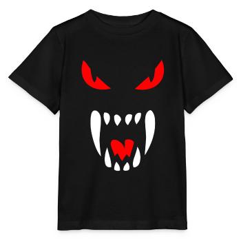 Loup-garou | Monstre yeux rouges crocs effrayant - T-shirt bio MINI CREATOR Stanley/Stella Enfant - noir - Devant - Mikhail (115cm)