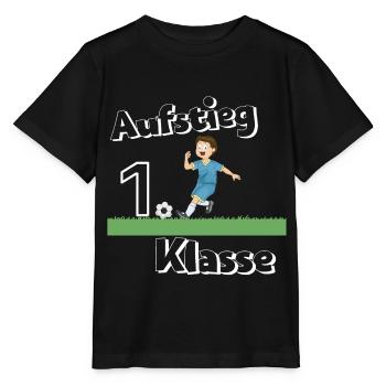 Schulanfang Einschulung 1. Klasse Fußball Aufstieg - Stanley/Stella Kinder T-Shirt MINI CREATOR  - Schwarz - Vorne - Mikhail (115cm)