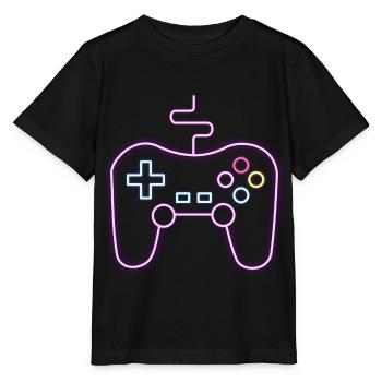 Neon Gamepad Gamer - Stanley/Stella Kinder T-Shirt MINI CREATOR  - Schwarz - Vorne - Mikhail (115cm)