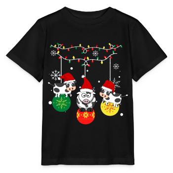 Noël de vache . Joyeux Noël - T-shirt bio MINI CREATOR Stanley/Stella Enfant - noir - Devant - Mikhail (115cm)