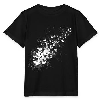 Papillons, graffitis, blanc, essaim volant, - T-shirt bio MINI CREATOR Stanley/Stella Enfant - noir - Devant - Mikhail (115cm)