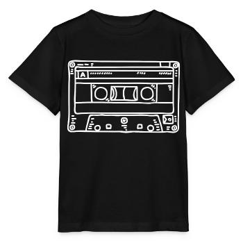 cassette audio rétro vintage - T-shirt bio MINI CREATOR Stanley/Stella Enfant - noir - Devant - Mikhail (115cm)
