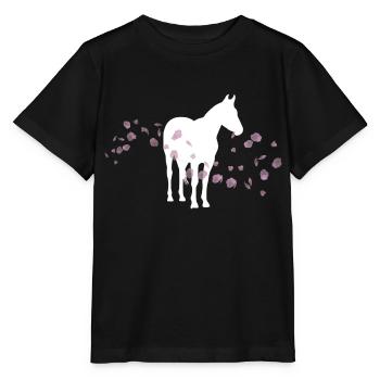 Cheval fleur de cerisier / équitation - T-shirt bio MINI CREATOR Stanley/Stella Enfant - noir - Devant - Mikhail (115cm)
