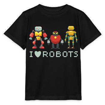 I Love Robots Three Androids Cute - Stanley/Stella MINI CREATOR Kids’ T-Shirt - black - Front - Mikhail (115cm)