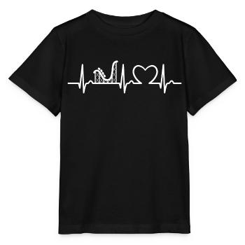 Courbe ECG - courbe cardiaque - montagnes russes - parc d’attractions - T-shirt bio MINI CREATOR Stanley/Stella Enfant - noir - Devant - Mikhail (115cm)