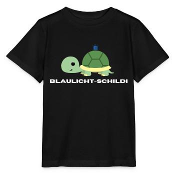 Blaulicht-Schildi | Geschenk, Geschenkidee - Stanley/Stella Kinder T-Shirt MINI CREATOR  - Schwarz - Vorne - Mikhail (115cm)