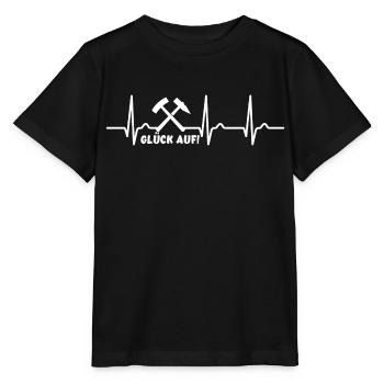 EKG Kurve - Herzkurve - Bergmann - Glück auf - Stanley/Stella Kinder T-Shirt MINI CREATOR  - Schwarz - Vorne - Mikhail (115cm)