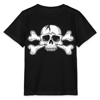 crâne avec os - T-shirt bio MINI CREATOR Stanley/Stella Enfant - noir - Devant - Mikhail (115cm)