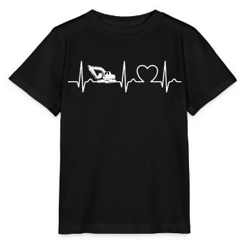 Excavatrice - Courbe ECG - Courbe du cœur - T-shirt bio MINI CREATOR Stanley/Stella Enfant - noir - Devant - Mikhail (115cm)