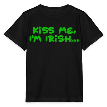 Embrasse-moi, je suis irlandaise - T-shirt bio MINI CREATOR Stanley/Stella Enfant - noir - Devant - Mikhail (115cm)
