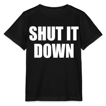 shut it down - Stanley/Stella MINI CREATOR Kids’ T-Shirt - black - Front - Mikhail (115cm)