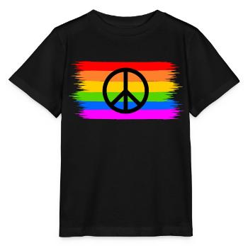 Signe de paix de paix sur le drapeau arc-en-ciel arc-en-ciel - T-shirt bio MINI CREATOR Stanley/Stella Enfant - noir - Devant - Mikhail (115cm)