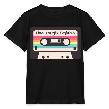 Live Laugh Lesbian - Vintage des années 80 sur le thème LGBTQIA+ - T-shirt bio MINI CREATOR Stanley/Stella Enfant - noir - Devant - Mikhail (115cm)