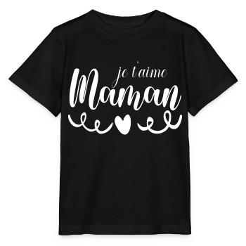 je t aime Maman Fête des Mères - T-shirt bio MINI CREATOR Stanley/Stella Enfant - noir - Devant - Mikhail (115cm)
