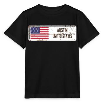 Austin United States Flag - Stanley/Stella MINI CREATOR Kids’ T-Shirt - black - Front - Mikhail (115cm)