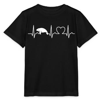 Courbe ECG - Courbe cardiaque - Pouls - Lamantin - Lamantin - T-shirt bio MINI CREATOR Stanley/Stella Enfant - noir - Devant - Mikhail (115cm)