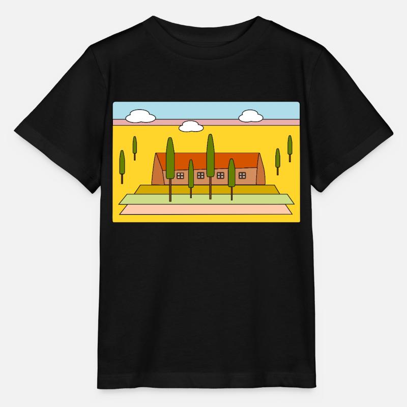 Landscape with cypress trees - Stanley/Stella MINI CREATOR Kids’ T-Shirt - black