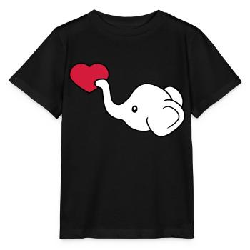 elephant head heart love give in love sitting - Stanley/Stella MINI CREATOR Kids’ T-Shirt - black - Front - Mikhail (115cm)