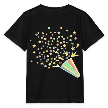 Festliches Konfetti-Horn - Stanley/Stella Kinder T-Shirt MINI CREATOR  - Schwarz - Vorne - Mikhail (115cm)