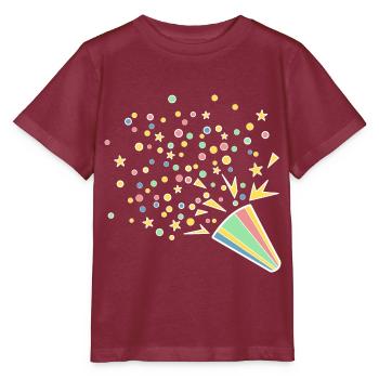 Festliches Konfetti-Horn - Stanley/Stella Kinder T-Shirt MINI CREATOR  - Burgunderrot - Vorne - Kain (125cm)