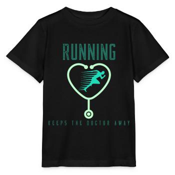 Running Running keeps the doctor away - Stanley/Stella MINI CREATOR Kids’ T-Shirt - black - Front - Mikhail (115cm)