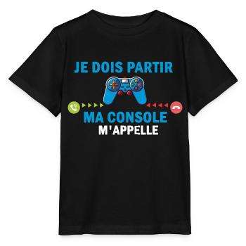 ma console m'appelle - T-shirt bio MINI CREATOR Stanley/Stella Enfant - noir - Devant - Mikhail (115cm)