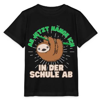 Geschenk zur Einschulung 2021 Schulanfang Faultier - Stanley/Stella Kinder T-Shirt MINI CREATOR  - Schwarz - Vorne - Mikhail (115cm)