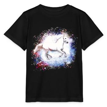 Schimmel, Pferd,weisses Pferd, Graffiti, Malerei - Stanley/Stella Kinder T-Shirt MINI CREATOR  - Schwarz - Vorne - Mikhail (115cm)