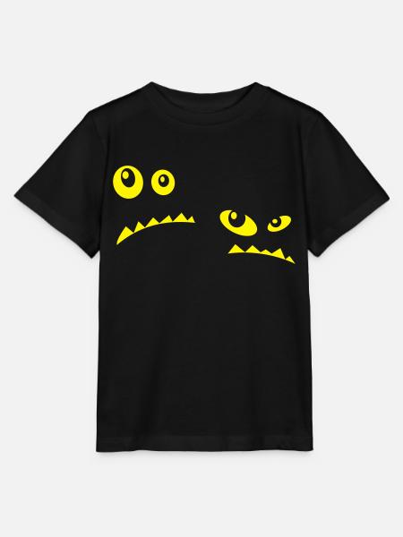 Monstereyes GLOW-in-the-Dark - Stanley/Stella Kinder T-Shirt MINI CREATOR - Schwarz