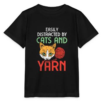 Katze Garn Häkeln - Stanley/Stella Kinder T-Shirt MINI CREATOR  - Schwarz - Vorne - Mikhail (115cm)