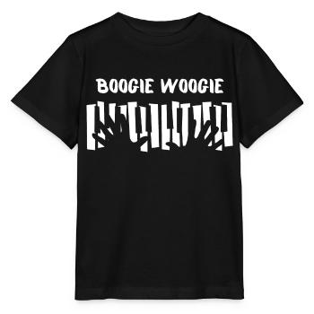 Boogie Woogie mains et piano design. - T-shirt bio MINI CREATOR Stanley/Stella Enfant - noir - Devant - Mikhail (115cm)