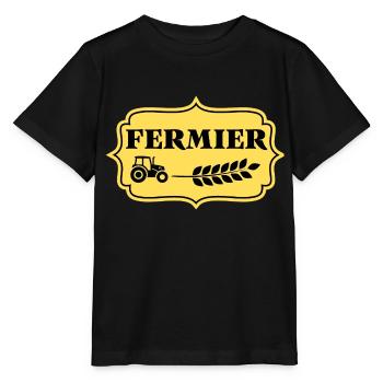 FERMIER - Etiquette Vintage - T-shirt bio MINI CREATOR Stanley/Stella Enfant - noir - Devant - Mikhail (115cm)