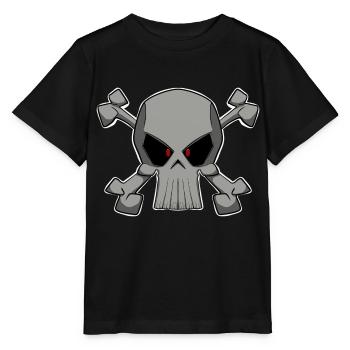 Cooler Totenkopf im Piratenflaggen Stil Shirt - Stanley/Stella Kinder T-Shirt MINI CREATOR  - Schwarz - Vorne - Mikhail (115cm)