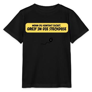 Wenn du Kontakt suchst, greif in die Steckdose - Stanley/Stella Kinder T-Shirt MINI CREATOR  - Schwarz - Vorne - Mikhail (115cm)