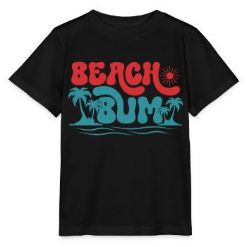 Beach Bum, Summer Sun Holiday Beach Palm Trees Sea - Stanley/Stella MINI CREATOR Kids’ T-Shirt - black - Front - Mikhail (115cm)
