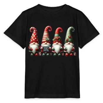 Des gnomes festifs avec « Joyeux Noël » - T-shirt bio MINI CREATOR Stanley/Stella Enfant - noir - Devant - Mikhail (115cm)