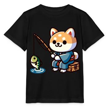 Hund Angeln Hund Angler Kinderzimmer Dekor - Stanley/Stella Kinder T-Shirt MINI CREATOR  - Schwarz - Vorne - Mikhail (115cm)