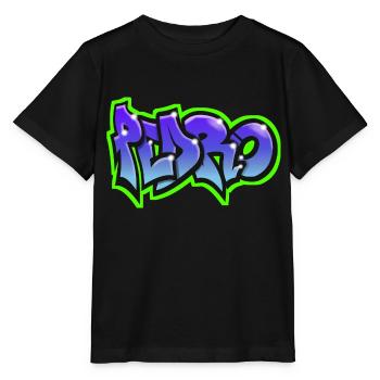 PEDRO Graffiti Sweatshirt Hut T-Shirt blau - Stanley/Stella Kinder T-Shirt MINI CREATOR  - Schwarz - Vorne - Mikhail (115cm)