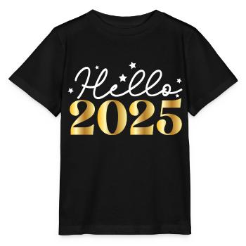 Hello 2025 – Fun New Year's Eve design with stars - Stanley/Stella MINI CREATOR Kids’ T-Shirt - black - Front - Mikhail (115cm)