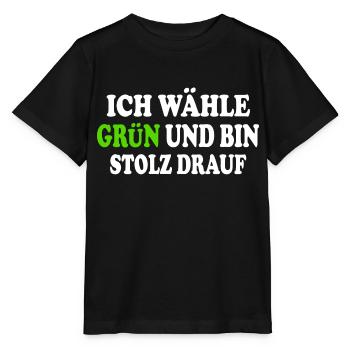 ich wähle grün und bin stolz darauf - Stanley/Stella Kinder T-Shirt MINI CREATOR  - Schwarz - Vorne - Mikhail (115cm)