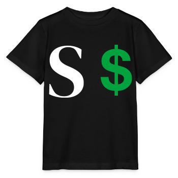 Lettre s dollar - T-shirt bio MINI CREATOR Stanley/Stella Enfant - noir - Devant - Mikhail (115cm)