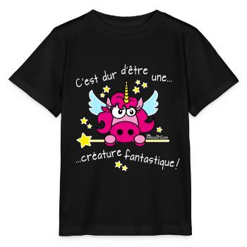 Licorne- C'est dur d'être une créature fantastique - T-shirt bio MINI CREATOR Stanley/Stella Enfant - noir - Devant - Mikhail (115cm)