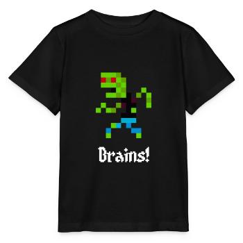 8-bit zombie (Brains!) - Stanley/Stella MINI CREATOR Kids’ T-Shirt - black - Front - Mikhail (115cm)